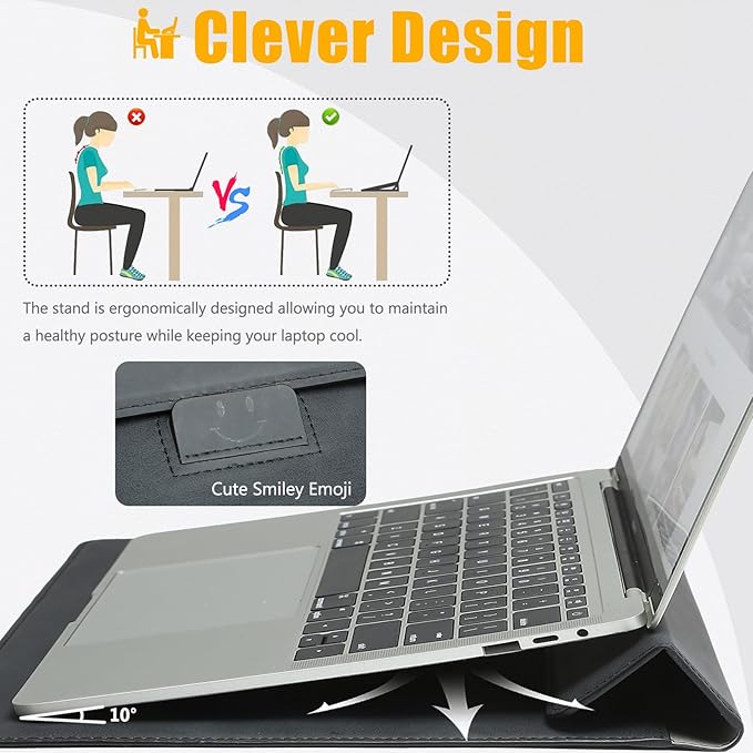 HYZUO 15 Inch Laptop Case Bag Sleeve with Stand for MacBook Air 15 M5 M4 A3241 M3 A3114 M2 A2941 2026-2023, 15" Surface Laptop 7/6/5/4/3, MacBook Pro 15 A1990 A1707 2019-2016, Graphite