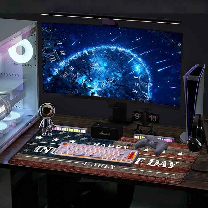 Mouse Pad, Large Anti-Slip with Stitched Edges Desk Mat Desktop Laptop Computer Desk Keyboard Mat,Table Protector Blotter Mat (National Flag, 35.4" x 15.7")