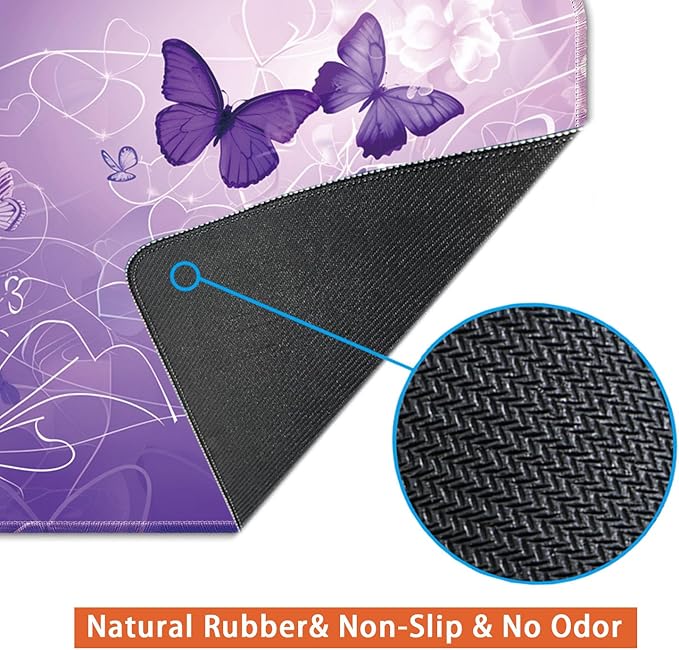 Desk Pad Protector, Office Desk Mat, Large Mouse Pad, Non-Slip Desk Blotter, 23.6x11.8 inch, Purple Butterfly