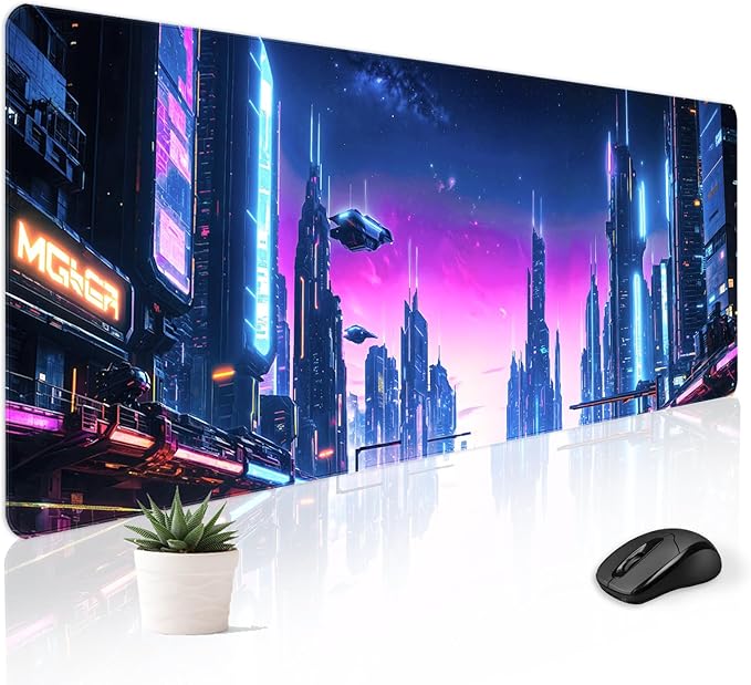 Mouse Pad Desk Mat Gaming Large Keyboard Cute Office Desktop Computer Laptop City XXL Long Giant Big Kawaii Cool Modern Design for Women Girl Men Boy Gamer Oversized Wide 30x12'' Mousepad