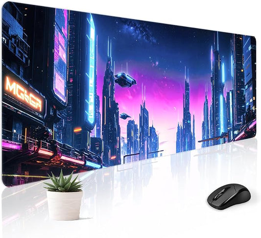 Mouse Pad Desk Mat Gaming Large Keyboard Cute Office Desktop Computer Laptop City XXL Long Giant Big Kawaii Cool Modern Design for Women Girl Men Boy Gamer Oversized Wide 30x12'' Mousepad