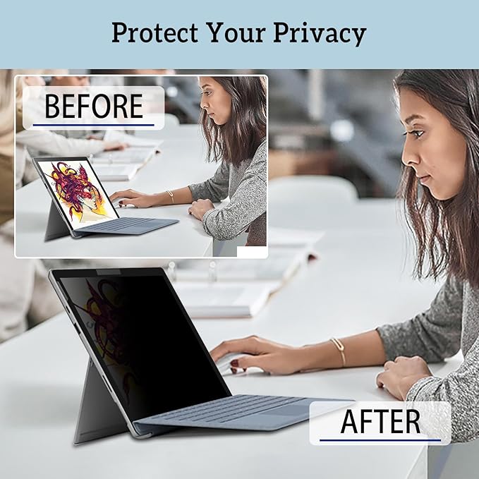 ZOEGAA Surfcae Pro 13 inch Privacy Screen, for Microsoft Surface Pro 11/10/9/8/X, Removable Privacy Screen and Reusable Anti-Spy Anti-Glare Anti Blue Light Protector