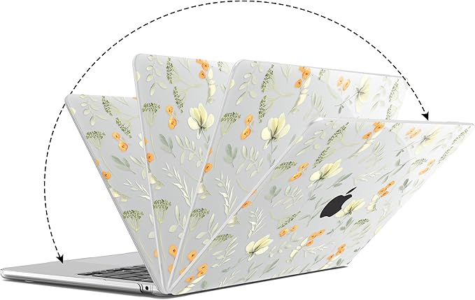 G JGOO Compatible with MacBook Air 13 inch Case 2026 2025-2022 M5 A3449 M4 A3240 M3 A3113 M2 A2681, Hard Shell for MacBook Air 13.6 inch Case + Keyboard Cover + Screen Protector, Green Leaf