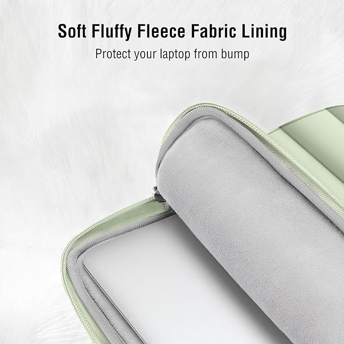 MOSISO Laptop Case 16 inch, 15-15.6 inch Puffy Laptop Sleeve Compatible with MacBook Pro 16 M5 M4 M3 M2 M1, HP Dell ASUS Acer Toshiba Lenovo, Polyester Horizontal Bag with Small Case, Sage Green