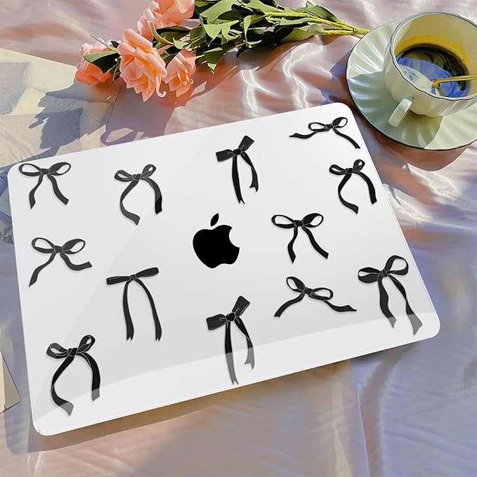 B BELK Compatible with MacBook Air 13 inch Case M5 2026 2025 2024-2022 M4 M3 M2 A3449 A3240 A3113 A2681, Plastic Hard Shell+Keyboard Cover+Screen Protector for MacBook Air 13.6 inch Case, Black Bow