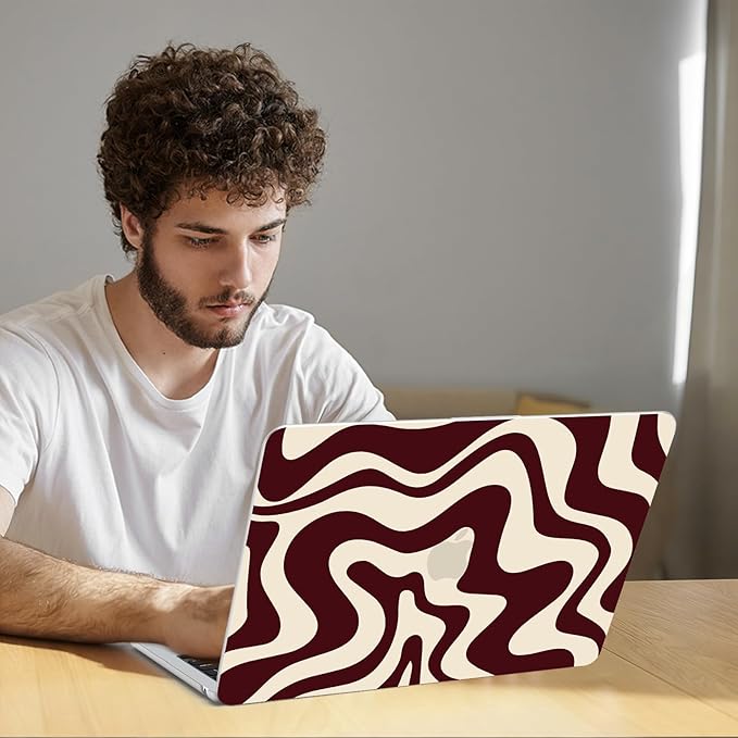 B BELK Compatible with MacBook Air 13 inch Case M5 2026 2025-2022 M4 M3 M2 A3449 A3240 A3113 A2681, Plastic Hard Shell+Keyboard Cover+Screen Protector for MacBook Air 13.6 inch Case, Marsala Red Wave