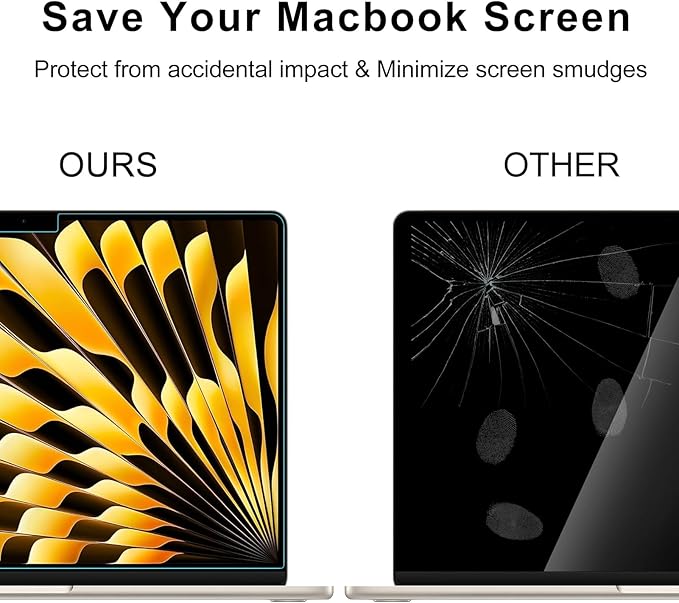 2Pack- 9H Hardness Tempered Glass 15" Screen Protector for Apple 2026-2023 MacBook Air 15.3 inch (Model: A3241 A3114 A2941) Laptop with M5 M4 M3 M2 Chip 15.3 inch Laptop, Bubble Free, Ultra Thin, Anti Scratch