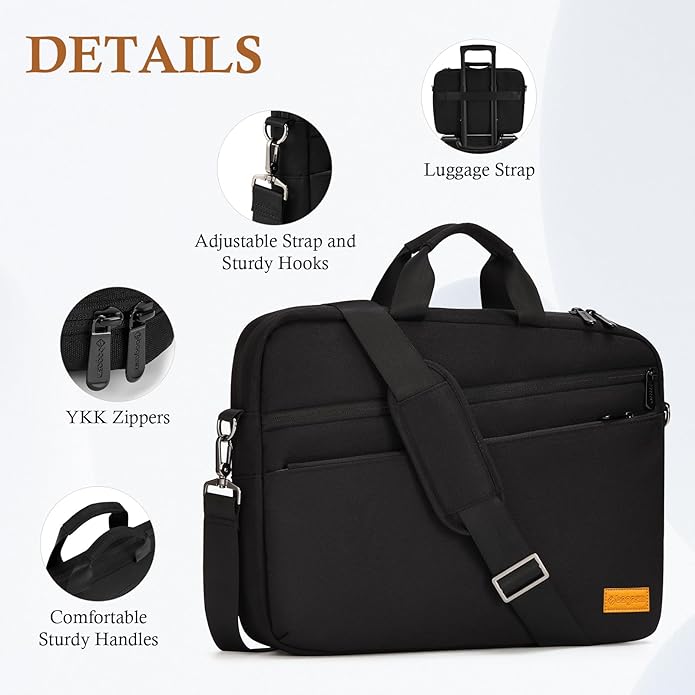 bagasin 15 15.6 16 17 17.3 inch Laptop Computer PC Shoulder Bag Carrying Case, Water-Repellent Briefcase