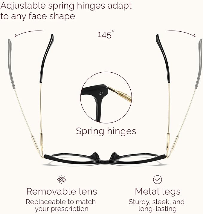 Gaoye Blue Light Blocking Glasses - Trending Round TR90 Frames, Metal Arms, UV400 Protection - Matching Soft Case