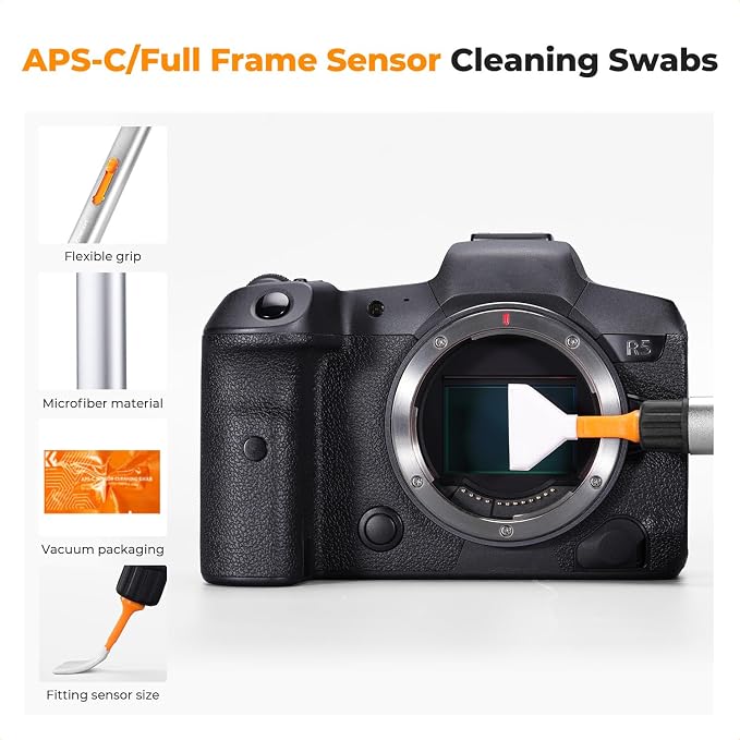 K&F Concept® Versatile Switch Lens Cleaning Pen, Replaceable Pen Tip with Cleaning Brush+Carbon Tip*2+24mm Full-Frame Cleaning Swab*6 for Camera Filters Screen Phone Computer Tablet AR VR Glasses - Image 4