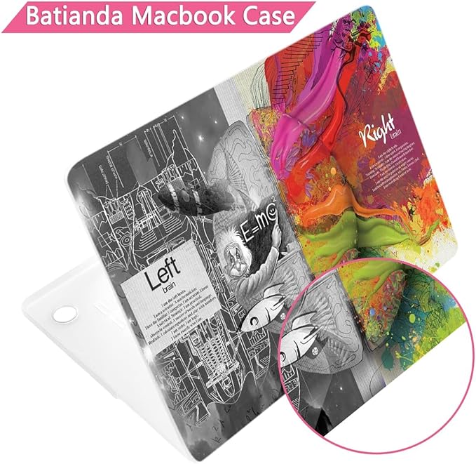 Batianda for MacBook Pro 14 Inch Case 2026-2021 Release M5 M4 M3 M2 M1 Pro/Max, 1.2mm Slim Graphic Hard Shell Cover with Keyboard Cover, Screen Protector 4-in-1 Bundle, Creative Brain