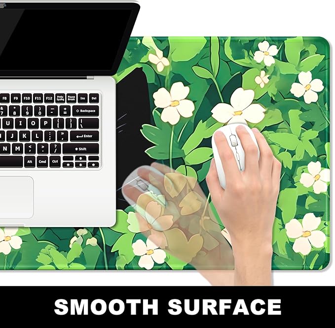 Large BOSOBO Gaming Mouse Mat, XXL, 31.5 x 11.8 Inches, Anime Grass Cat
