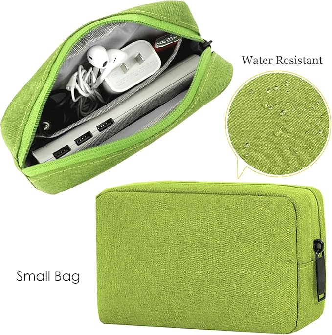 Electronic Organizer Travel Cable Accessories Case, Electronic Organizer Bag, Electronic Accessories Organizer Pouch for Cable, Cord, Charger, Phone, Power Bank, Earphone (Small-Green)