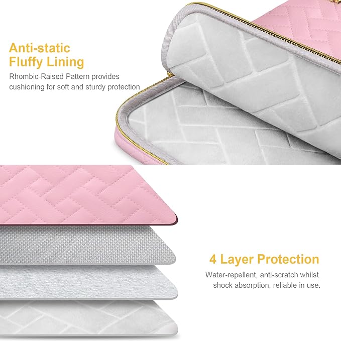 Lacdo 15-15.6 Inch Laptop Sleeve Case for Acer HP Lenovo Dell ASUS Laptop, Acer Aspire 15, HP Pavilion/Envy 15, Dell Latitude 15, Lenovo ThinkPad/IdeaPad 15, ASUS ZenBook 15 Computer Bag, Sakura Pink