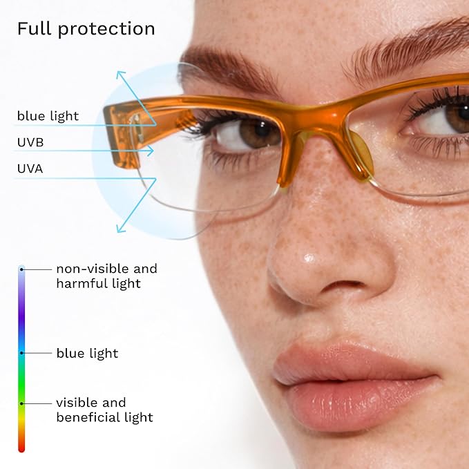 livho Retro Chic Blue Light Glasses for Woman - Early 2000s Narrow Rectangular Frame, Blue Light Blocking with Soft Case