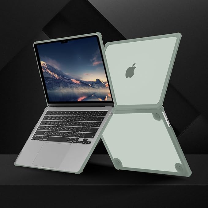 MOSISO Compatible with MacBook Air 13 inch Case M5 2026 M4 2025 M3 M2 2024-2022 A3449 A3240 A3113 A2681,3 in 1 Kit Crack-Resistant Heavy Duty Protective Plastic Hard Case with TPU Bumper,Emerald Green