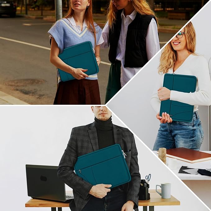 Laptop Sleeve Case 14 inch, Traveling Laptop Cover with Zippered Pocket, Shockproof Protective Carrying Briefcase Computer Bag for 14" MacBook Air/Pro, HP, Dell, Lenovo, Acer, Cyan