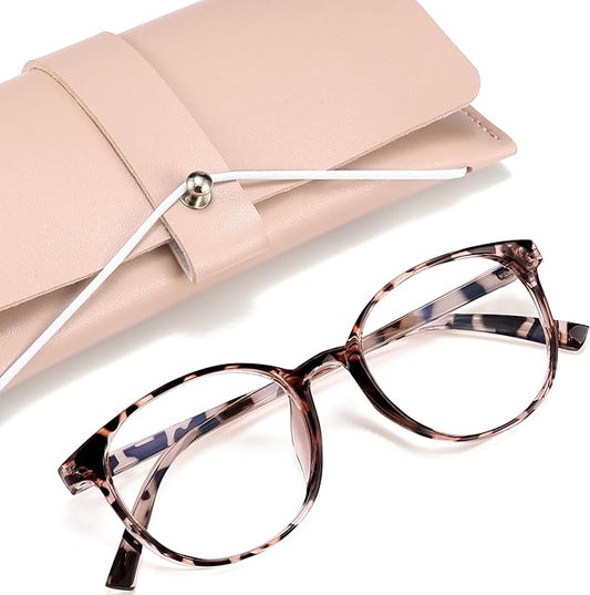 miyya Blue Light Blocking Glasses Women, Fashion Round Transparent Anti Blue Light Glasses with Anti Eyestrain & UV Glare