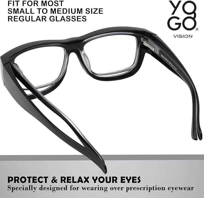 Yogo Vision Fit Over Blue Light Blocking Glasses and Computer Eyewear Wear Over Your Eyeglasses and Readers