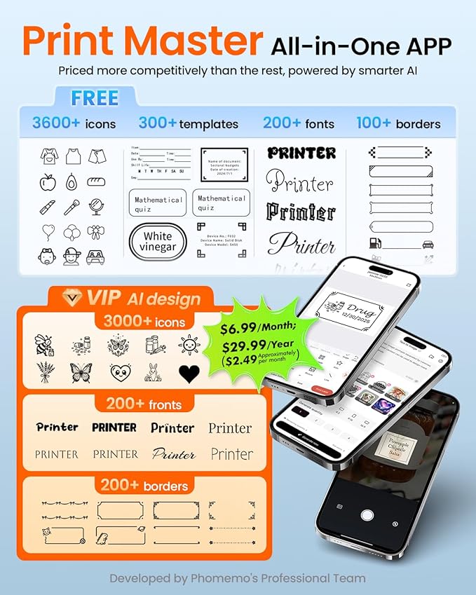 Label Maker Machine with Tape, M100 Address Barcode Label Printer, Versatile App 4000 Icons and 300 Fonts, Industrial Label Makers for Small Business, Office, Home, School, Safety Label Makers