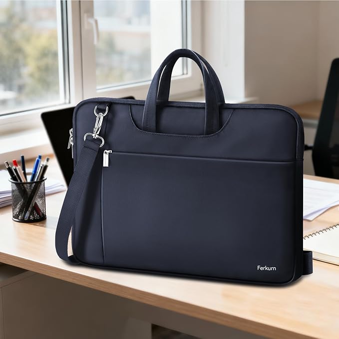 Ferkurn Laptop Case Bag Women Men Computer Sleeve with Shoulder Compatible with HP/Inspiron/Thinkpad/Vivobook/MSI/Surface, 17.3 inch, Blue