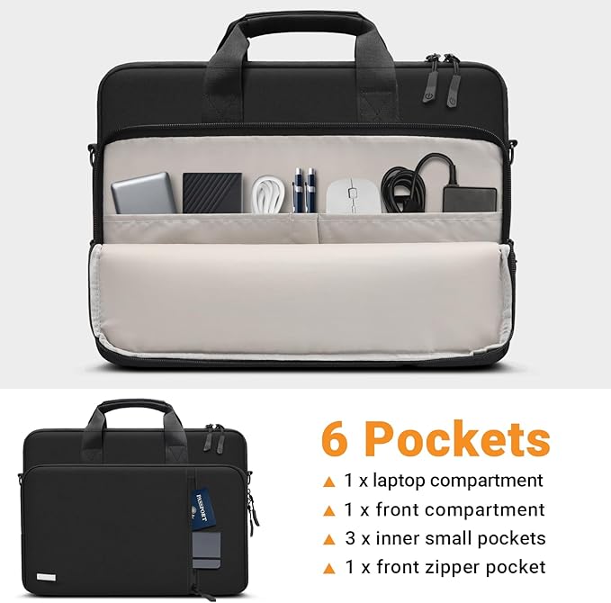 TECOOL 17 17.3 Inch Laptop Bag, 360 Protective Case Messenger Bag Computer Sleeve Waterproof Briefcase with Shoulder Strap for 17-17.3 Inch Acer ASUS Lenovo HP Gaming Laptop Notebook, Black