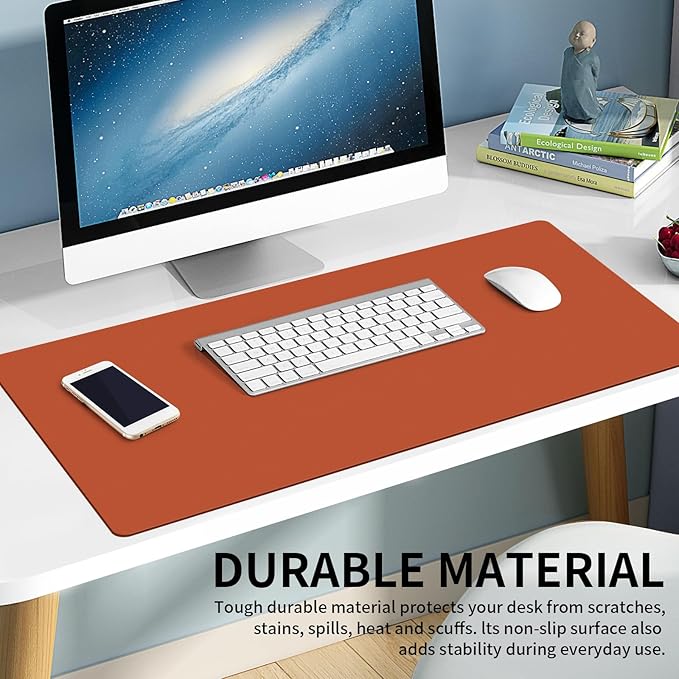 Large Office Leather Desk Mat, Large Mouse and Keyboard Pad, Laptop Pad, Desktop Protector(Dark Brown, 31.5 in. x 15.7 in.)