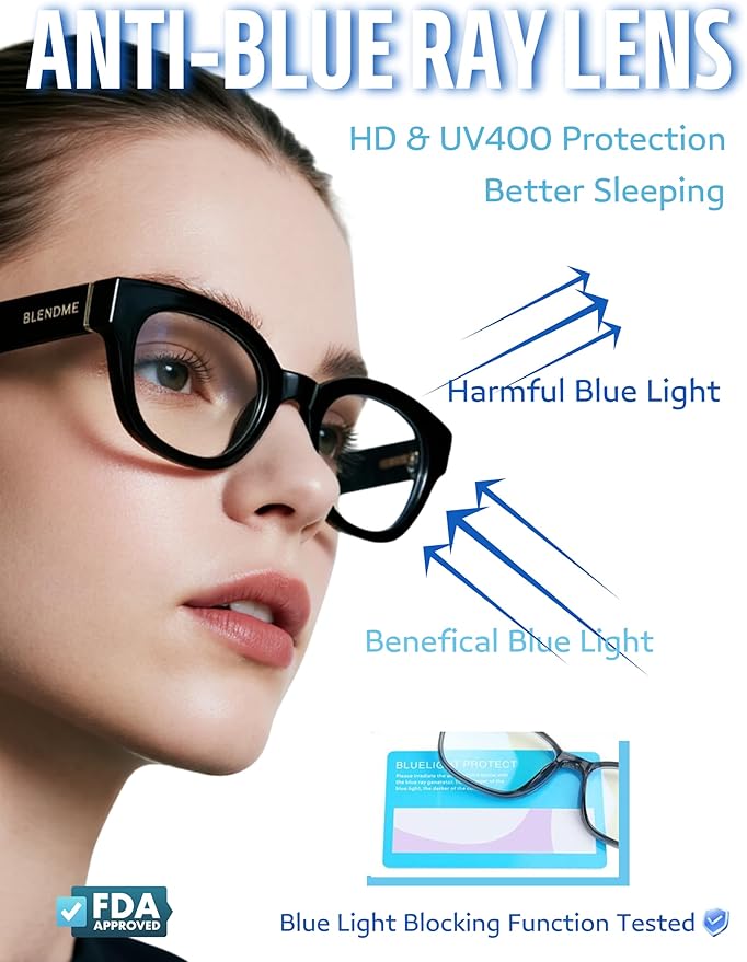 Ultralight Cat Eye Blue Light Glasses for Woman Anti Glare Reduce Eyestrain Gaming/Computer/Screen