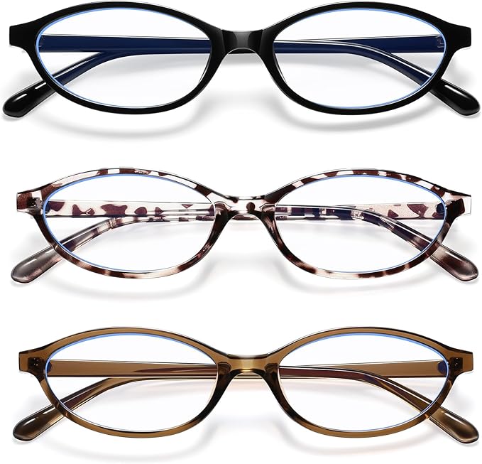 KUGUAOK Retro Oval Blue Light Blocking Glasses for Women 90s Small Cat Eye Eyeglasses Frame TV Bluelight Glasses