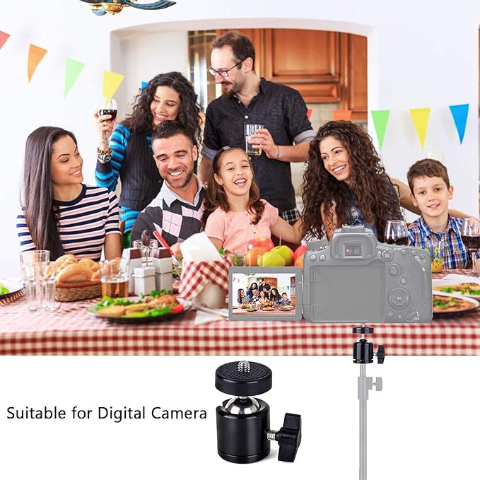 Universal 1/4" Swivel Mini Ball Head Screw Tripod Mount with Hot Shoe???2 Pack???, Eszkozta 360 Degree Rotating Mount Base Adapter for DSLR Cameras HTC Vive Tripods Monopods Camcorder Light Stand?€? - Image 3