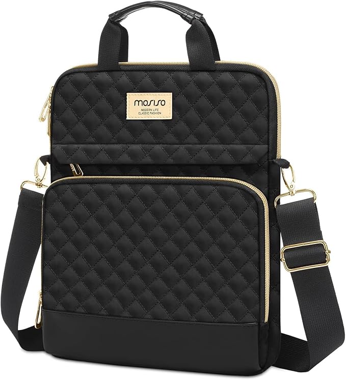 MOSISO 9-11 inch Tablet Sleeve Bag for iPad A16 2025, iPad Air 11 inch M3 M2, iPad Pro 11 M4, iPad 10/9/8/7th, Galaxy Tab A9+/S9/S8/Plus 11, Square Quilted Carrying Case with 2 Pockets, Black