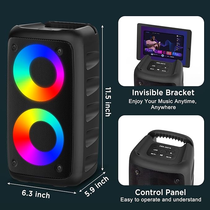 Portable Bluetooth Speaker,Karaoke Machine for Adults and Kids,with Lights Loud Big Bluetooth Speaker,Rechargeable Dj/PA Speaker System with TF Card,AUX in,REC,TWS for Outdoor Sport Home Party