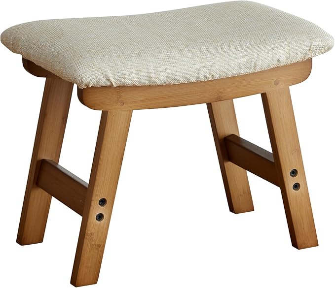 viewcare Foot Stools Ottoman, Small Soft Footrest Ottoman with Wood Legs, Sofa Footrest Extra Seating for Living Room Entryway Office