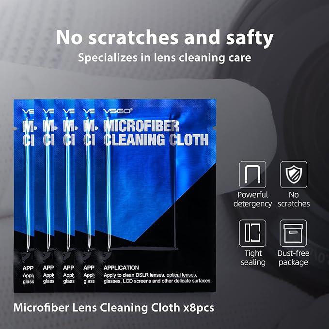 VSGO 11-in-1 Mirrorless Camera Cleaning Kit for Canon,Nikon,Sony,Samsung,Fuji DSLR Cameras, Air Blower Lens Cleaning Pen Microfiber Cloth and Portable Bottle Included (VS-A8E) - Image 9