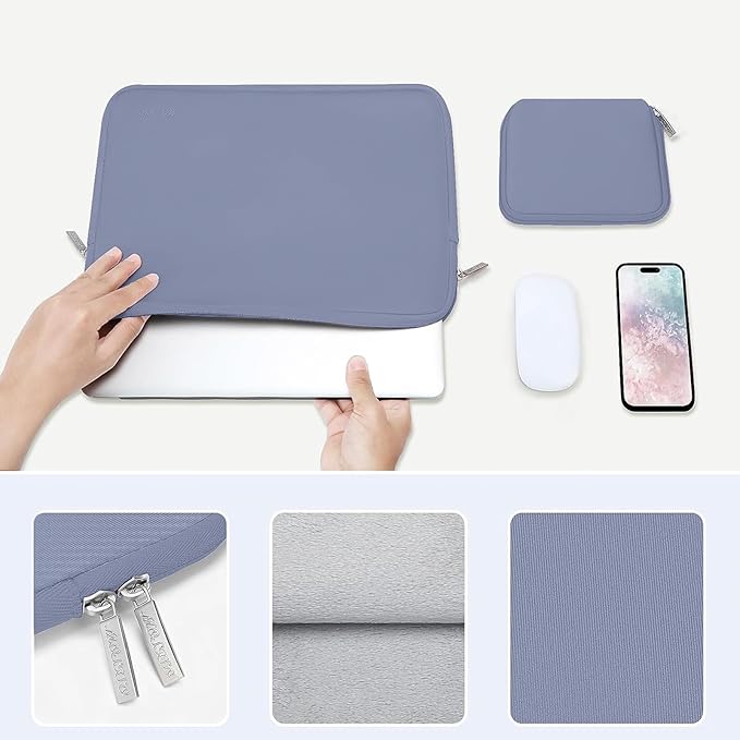 MOSISO Laptop Case 15 inch, 15 inch Laptop Sleeve Bag Compatible with MacBook Air M5 A3448 M4 A3241 M3 A3114 M2 A2941 2026-2023, Dell XPS, Neoprene Computer Sleeve Bag with Small Case, Lavender Gray