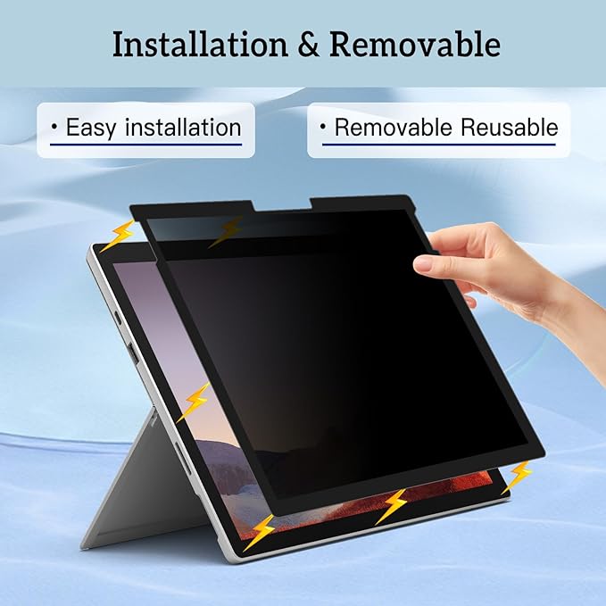 ZOEGAA Surfcae Pro 13 inch Privacy Screen, for Microsoft Surface Pro 11/10/9/8/X, Removable Privacy Screen and Reusable Anti-Spy Anti-Glare Anti Blue Light Protector