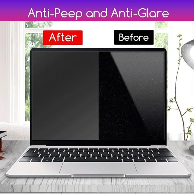 15.6" Privacy Screen Protector | 9H Tempered Glass with Anti-Blue Light & Anti-Glare | Universal Fit for HP, Dell, ASUS, Samsung, Lenovo, Acer, MSI 16:9 Laptops (Wide-Angle Privacy + Eye Comfort)