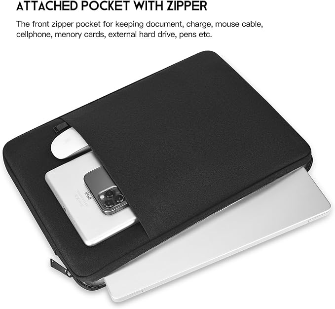 CaseBuy MacBook Pro 16 inch Sleeve Protective Case for 16-inch New MacBook Pro M5 M4/M3/M2/M1 Pro/Max A3428 A3429 A3186 A3403 A2991 A2780 A2485, Water-Resistant Laptop Bag with Accessory Pocket -Black