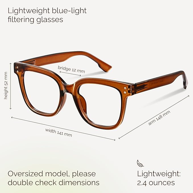 miyya Blue Light Glasses for Women & Men – Oversized UV & Blue Light Blocker Chunky Frames, Stylish Eyewear Accessories