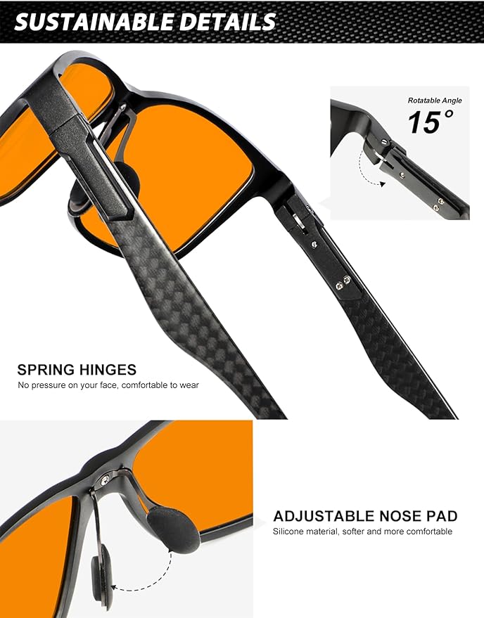 ANYLUV Carbon Fiber Reading Glasses for Men Women, Blue Light Blocking Computer Readers, Anti Glare Spring Hinge