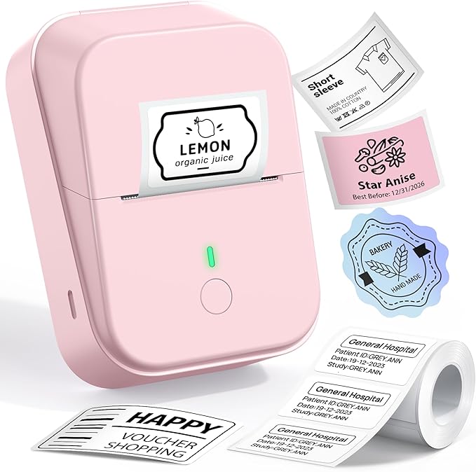 PM260 Label Maker Machine, 2 Inch Label Maker Bluetooth Label Printer, Inkless Portable Labeler with Smart AI APP for Home, Kitchen, School, Office Organization, Pink