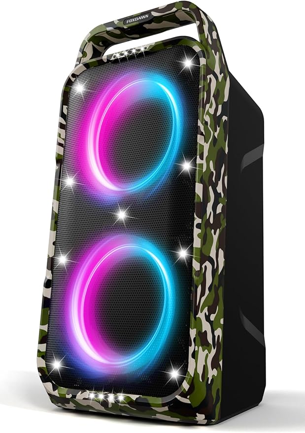 Portable Bluetooth Speaker: 240W Peak Powerful Loud Sound Deep Bass Wireless Boombox Large Subwoofer 15 Hours Battery Life Fast Charging with Led Light Show for Party Outdoor Camping Backyard