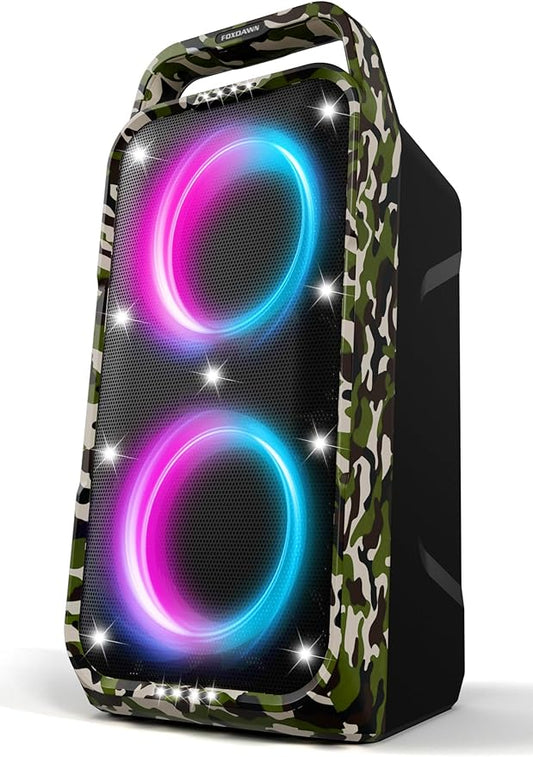 Portable Bluetooth Speaker: 240W Peak Powerful Loud Sound Deep Bass Wireless Boombox Large Subwoofer 15 Hours Battery Life Fast Charging with Led Light Show for Party Outdoor Camping Backyard