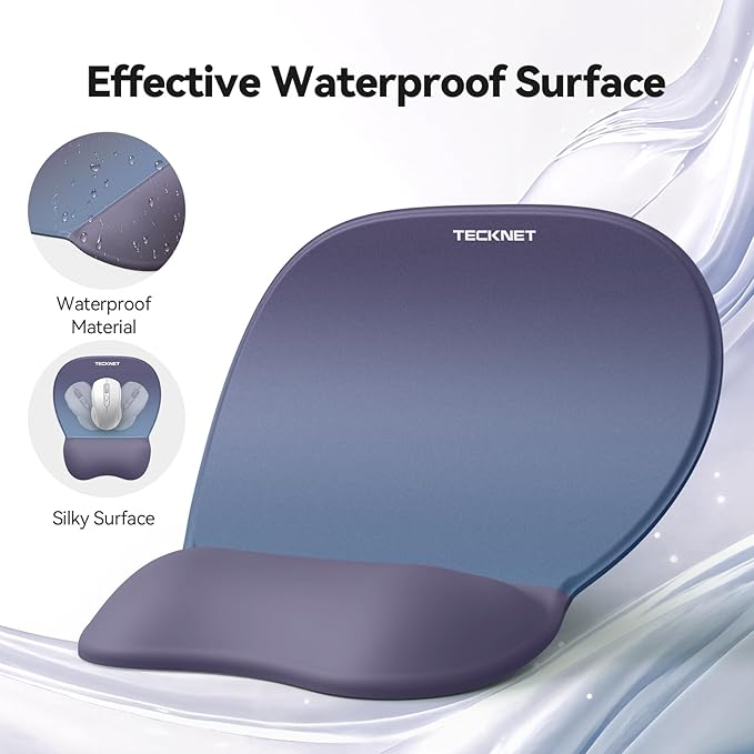 TECKNET Gel Mouse Pad with Wrist Rest, 3 in 1 Keyboard Wrist Rest for Pain Relief, Non-Slip PU Base & Easy Typing, Ergonomic Mousepad Set for Office & Home