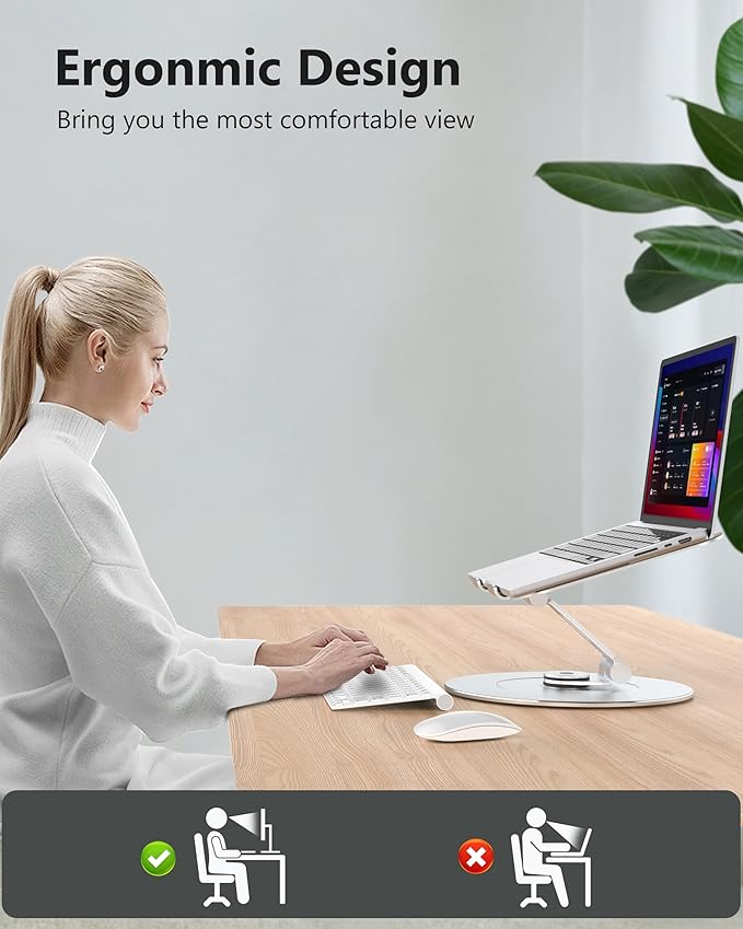 LOXP Laptop Stand with Phone Holder, Adjustable Laptop Stand, Aluminum Computer Mount Holder, Ergonomics Laptop Riser for Desk, Lectern Stand Fits MacBook, up to 17.3" All Notebooks Silver
