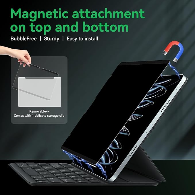 Magnetic Privacy Screen Protector for iPad Air 5th 4th 10.9" & iPad Pro 11(2018-2022), Anti Glare Blue Light Film Anti-Spy Filter, Bubble-Free Shield Easy Install Guard Removable Cover