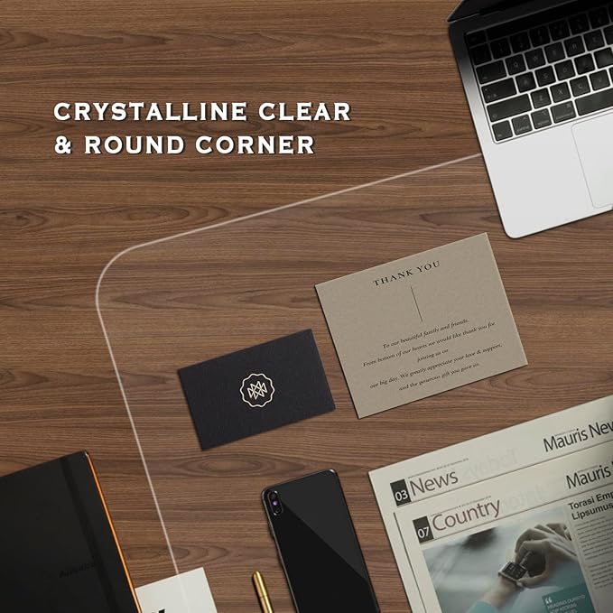 Clear Desk Mat, 23.6 x 13.7 in, Desk Protector for Writing & Working, Anti-Water & Heat Resistant, for Home & Office