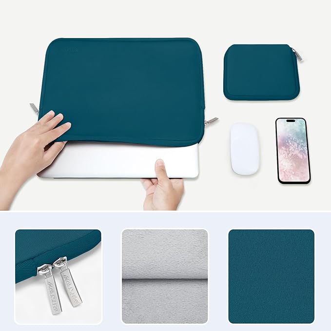 MOSISO Laptop Case 16 inch, 15-15.6 inch Laptop Sleeve Bag Compatible with MacBook Pro 16 M5 M4 M3 M2 M1, HP Acer Dell Lenovo ASUS Notebook, Neoprene Computer Sleeve Bag with Small Case, Deep Teal
