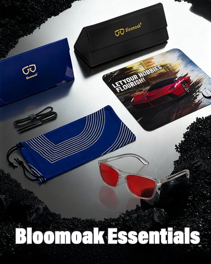 Bloomoak 100% Red Lens Blue Green Light Blocking Glasses- Dual AR Coatings Sleep Glasses Before Bed - Anti Glare, Fatigue