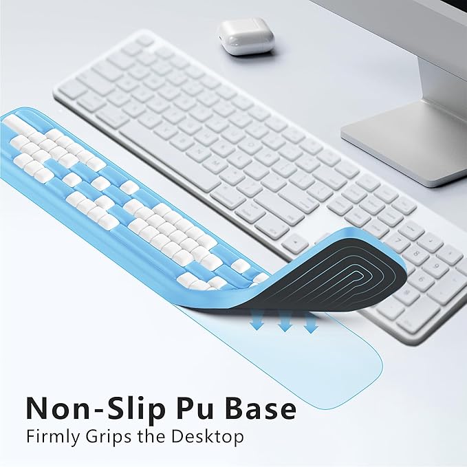 MEKASS Keyboard Wrist Rest, Ergonomic Wrist Pad, Soft Memory Foam Keyboard Hand Rest with Non-Slip Base, Easy Typing, Pain Relief, Comfort Support for Office Work Gaming Accessories (Blue White)
